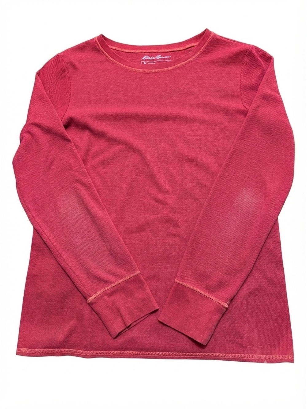 Eddie Bauer Women's XL Red Long Sleeve Thermal Knit Shirt Crewneck Outdoors READ